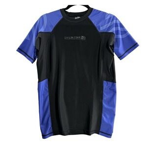 SANABUL Men Rash Guard Short Sleeve Compression Top Sz M Blue Black Swim 60-17